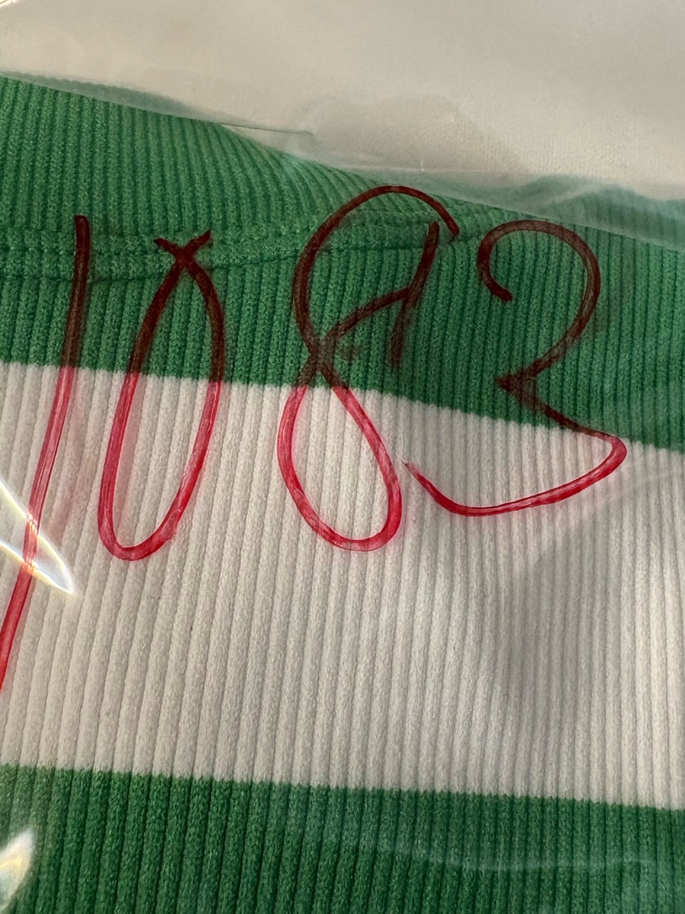 JoyLab razor back tank top sports bra Green White striped Crop women’s small - Picture 9 of 9